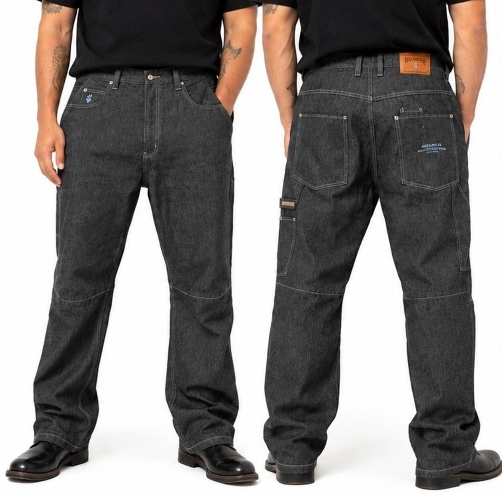 Rocawear Baggy Carpenter Jeans 38x34 Dark Indigo‎ Denim Wide Leg Y2K Hip Hop 90s